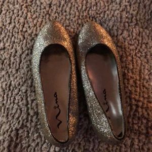 Sparkly silver flats